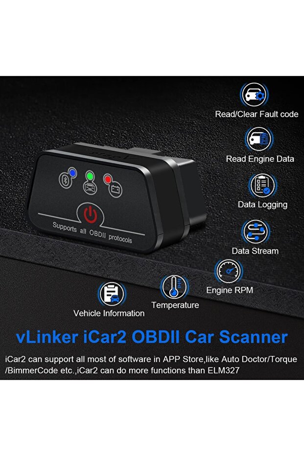 جهاز فحص أعطال السيارات KASTWAVE OBD2 5.0 بتقنية البلوتوث، قارئ أكواد الأعطال وأدوات تشخيص أعطال المحرك - 2