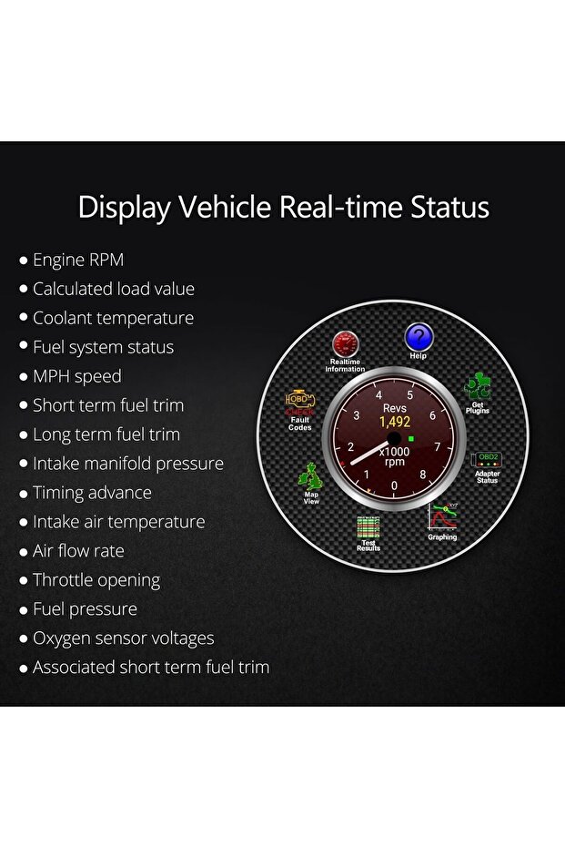 محول ماسح تشخيص أعطال السيارات بتقنية بلوتوث OBD2 وOBDII لأجهزة ستيريو السيارات Eonon التي تعمل بنظام Android، مع عرض رمز المحرك في الوقت الفعلي - 6