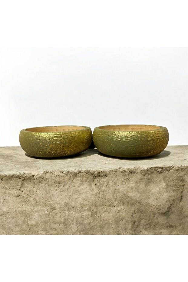 2-Piece Special Design Round Bamboo Snack Bowl 9 X 9 X 3 cm