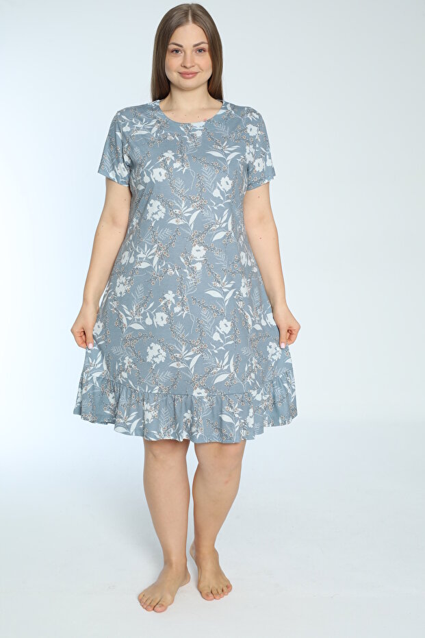 Women's Plus Size Cotton Viscose Fabric Dress / Gray 7666