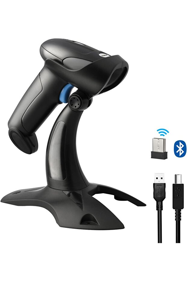 Bluetooth Wireless Barcode Scanner with Stand, Handfrees Automatic Scanning & Manual Trigger Hand Ba - 1