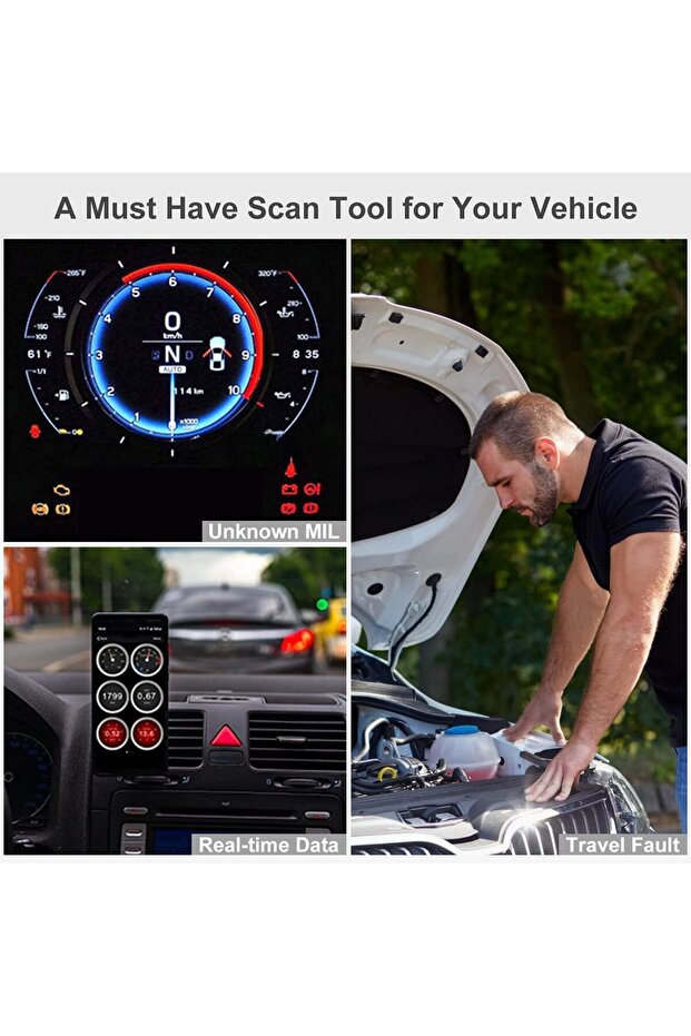 جهاز فحص أعطال السيارات OBD2 بتقنية البلوتوث، قارئ رموز تشخيص لاسلكي وأداة فحص لأنظمة أندرويد وويندوز، C - 5