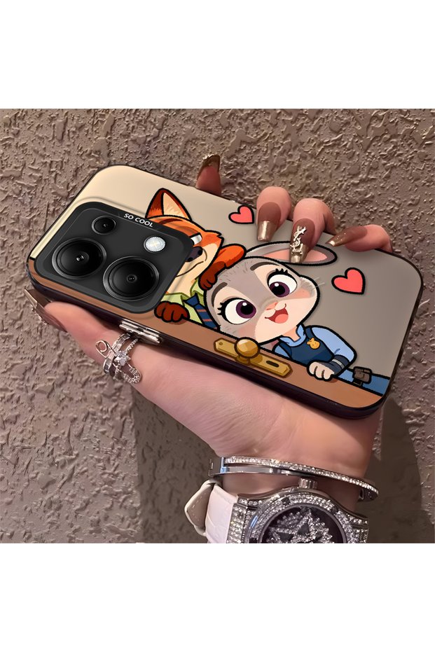 Poco M6 Pro 4g Compatible High Quality Cartoon Fox and Rabbit Couple Printed Case