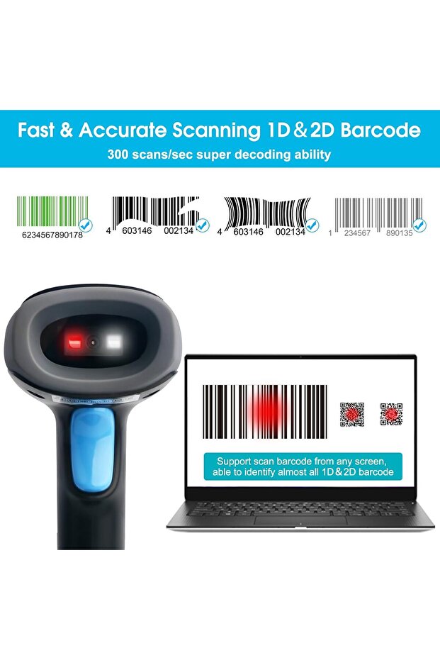 Bluetooth Wireless Barcode Scanner with Stand, Handfrees Automatic Scanning & Manual Trigger Hand Ba - 3