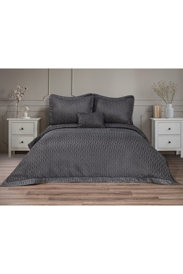 Lukes Geometric 4 Piece Black Pique Set 240 X 260 cm 240 X 260 cm Black