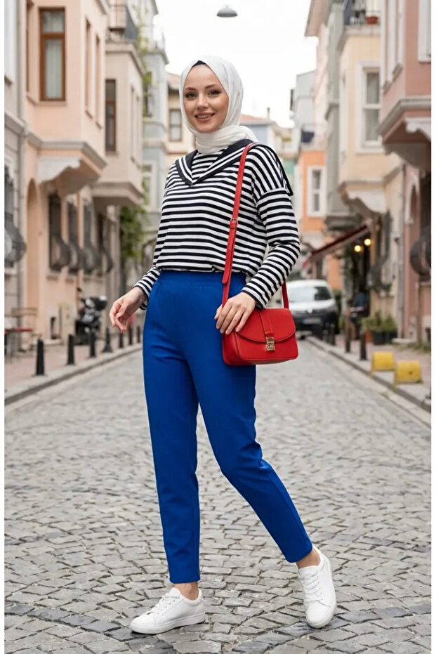 Elastic Waist Trousers 71125-07 Cobalt Blue