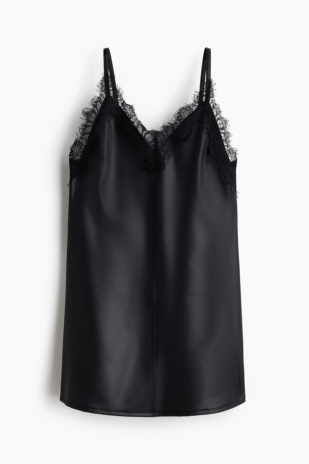 Dantel Şeritli ve Askılı Elbise - 1