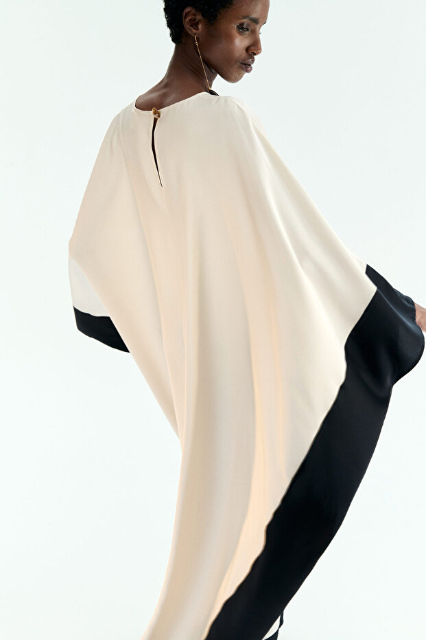 Saten Kaftan Elbise - 3