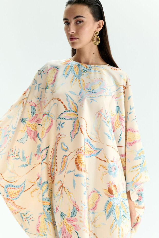 Saten Kaftan Elbise - 2