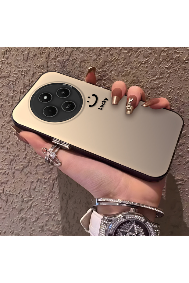 Redmi 14C 4G/5G Compatible Simple Written Smiley Face Case, Ins Style Soothing Stylish Finish
