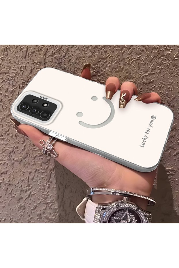 Samsung Galaxy A04S Compatible Plain Written Smiley Face Case, Ins Style Relaxing Stylish Finish