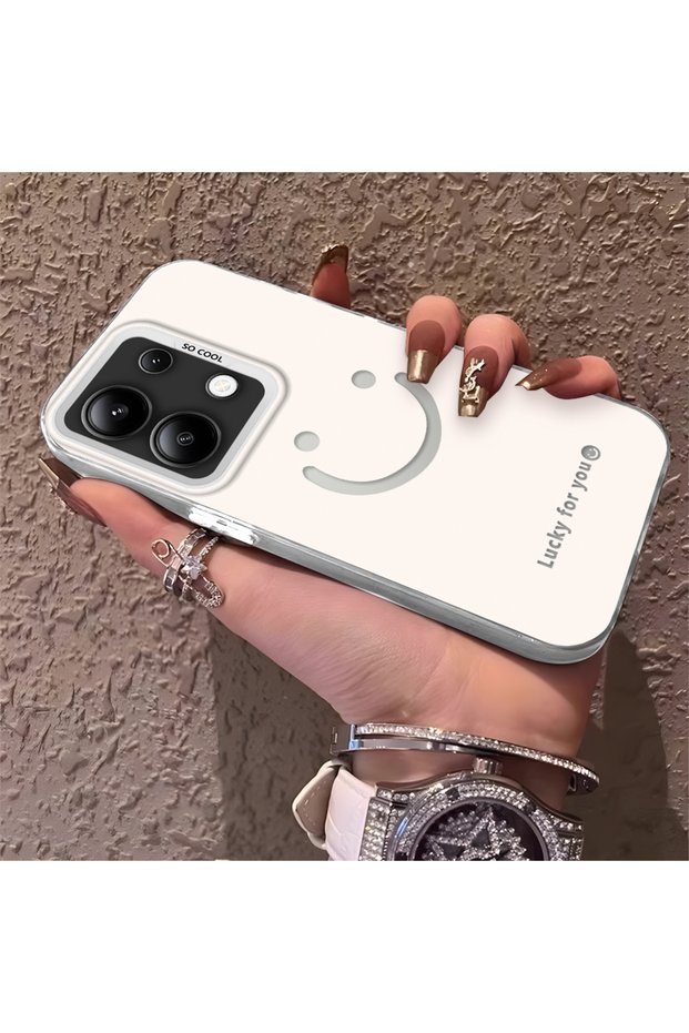 Redmi Note 13 4g Compatible Simple Written Smiley Face Case, Ins Style Relaxing Stylish Finish