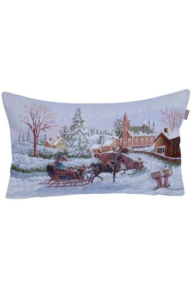 Snowmobile Jacquard Woven Tapenstry Decorative 30*50 Kirlent