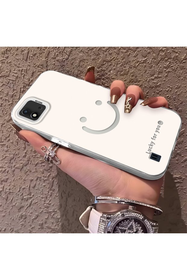 Realme C11 2021 Compatible Plain Written Smiley Face Case, Ins Style Relaxing Stylish Coating