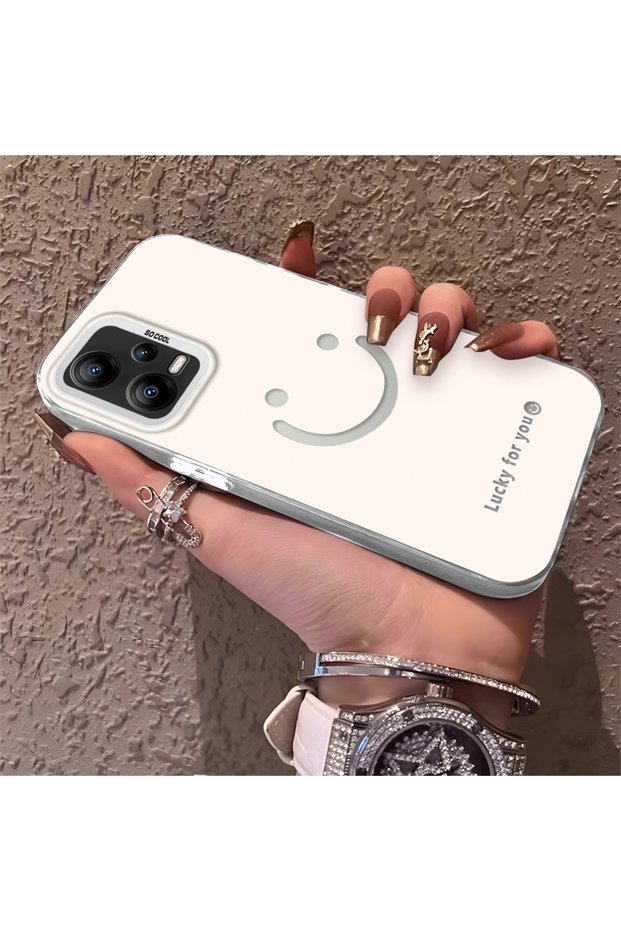 Redmi Note 12 5g Compatible Simple Written Smiley Face Case, Ins Style Relaxing Stylish Finish