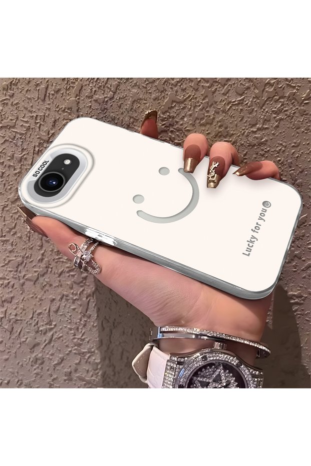 iPhone 17E Compatible Simple Written Smiley Face Case, Ins Style Soothing Stylish Finish