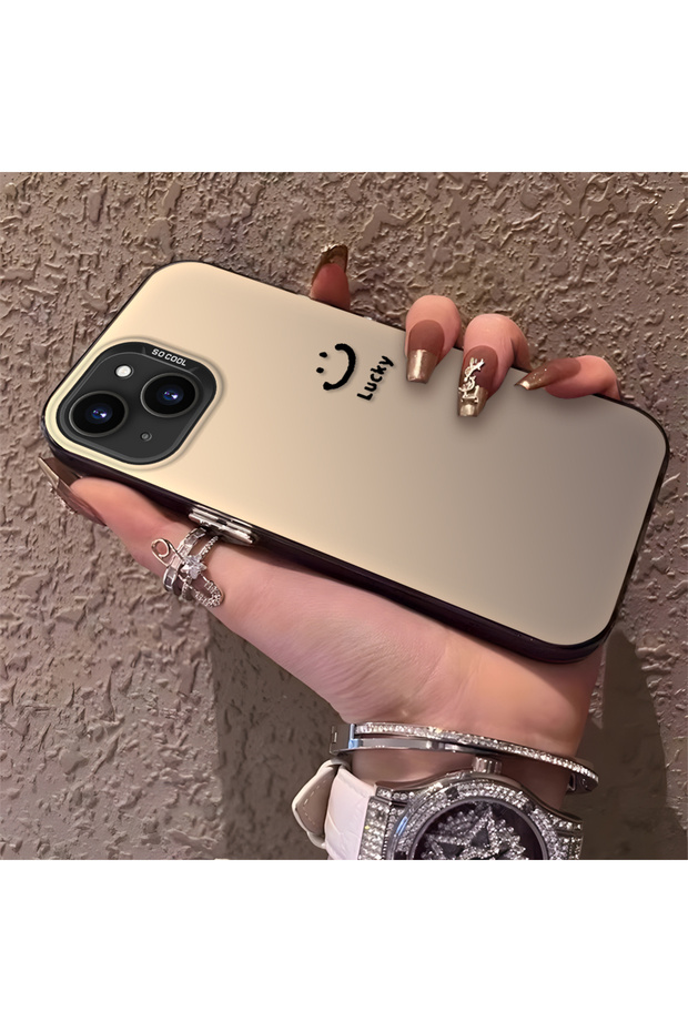 iPhone 14 Plus/15 Plus Compatible Simple Written Smiley Face Case, Ins Style Relaxing Stylish Finish