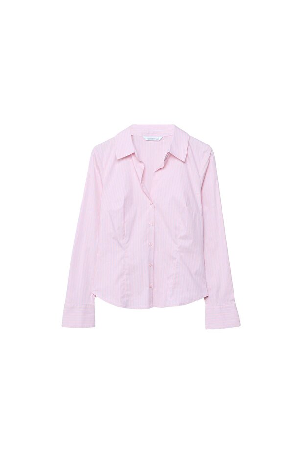 Basic, fitted çizgili gömlek - 6