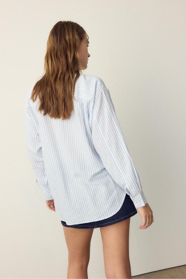 Keten görünümlü gömlek - 5