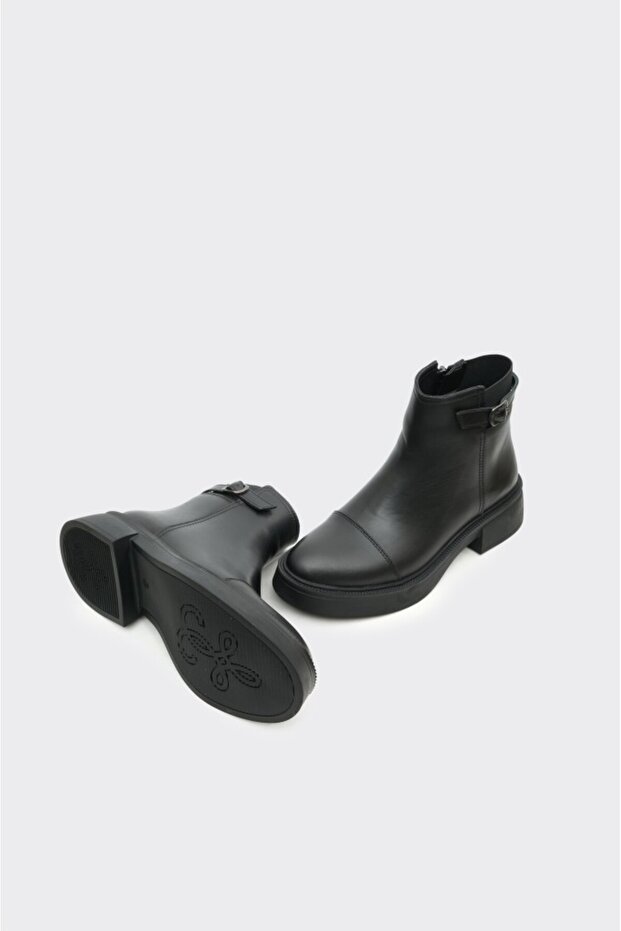 Hakiki Deri Fermuarlı Kadın Bot - 4