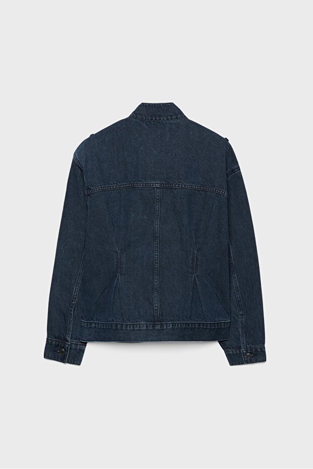 Kruvaze denim ceket - 7