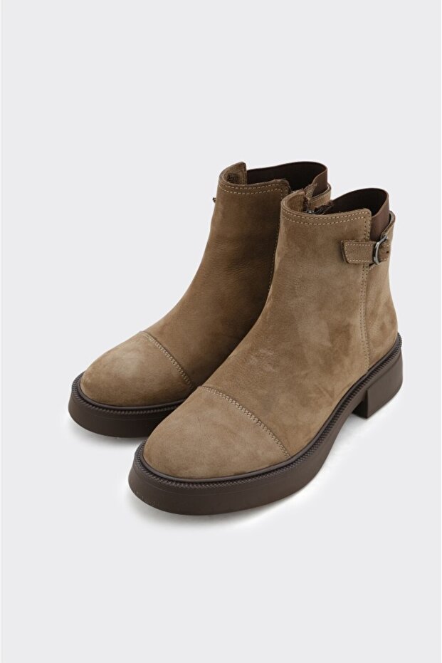 Hakiki Deri Fermuarlı Kadın Bot - 2