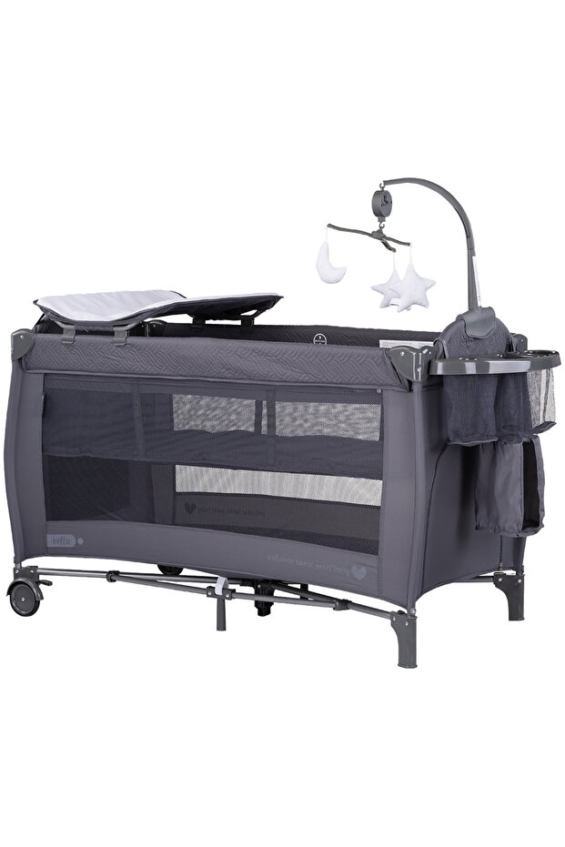 Bella anthracite folding cot - 1