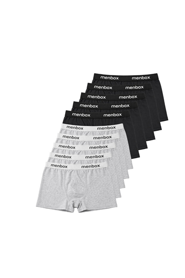 Erkek 10'lu Likralı Düz Basic Boxer Set - 2