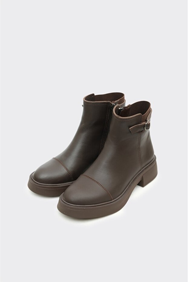 Hakiki Deri Fermuarlı Kadın Bot - 2