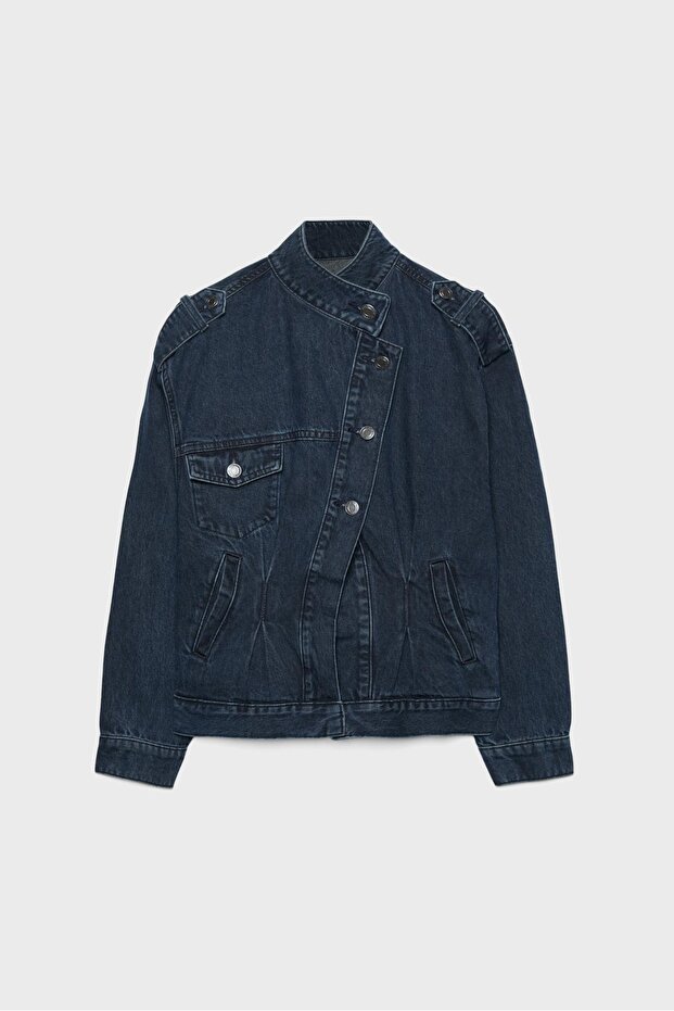 Kruvaze denim ceket - 6