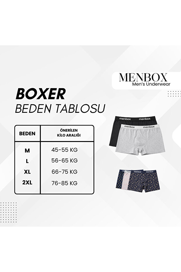 Erkek 10'lu Likralı Düz Basic Boxer Set - 5