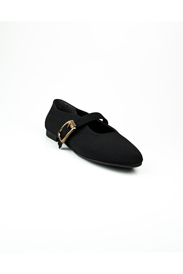 Miss Park Moda 502 Black Satin Women's Ballerinas