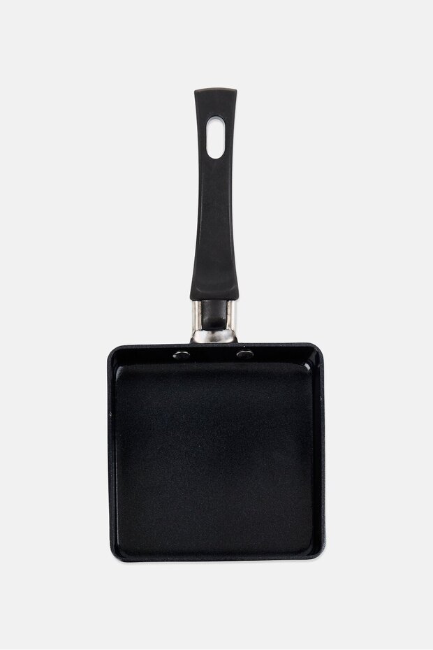2 Pieces Aluminium Square Fry Pan With Spatula Set, Black