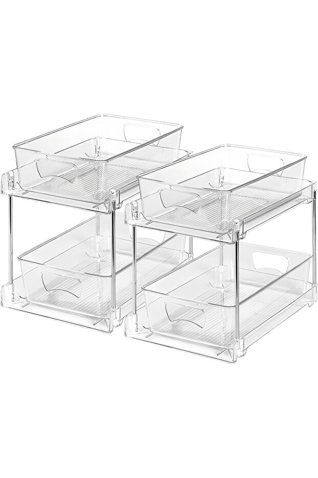 SKY-TOUCH 2 PACK Pull-Out Kitchen and Bathroom Storage Organizer