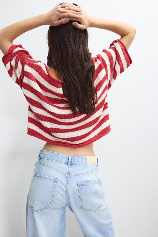 Geniş yaka triko kazak - 5