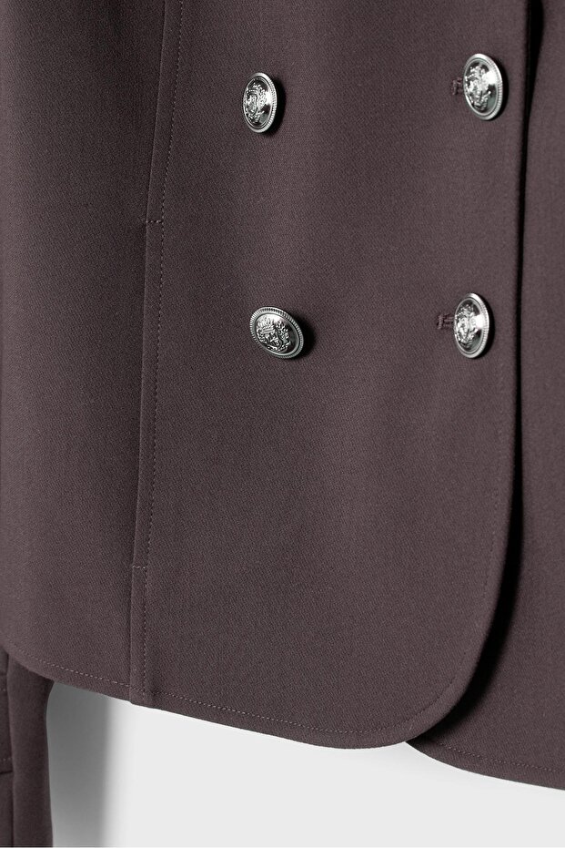 İşlemeli düğmeli blazer ceket - 8