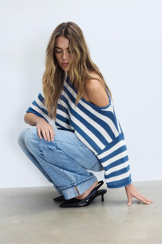 Geniş yaka triko kazak - 4