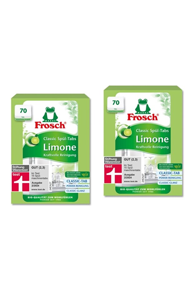 Classic Green Lemon Dishwasher Tablets – 70 Pieces X 2 Packs, Soda Power, Vegan