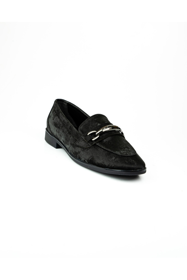 Miss Park Moda 656 Black Satin Women's Ballerinas