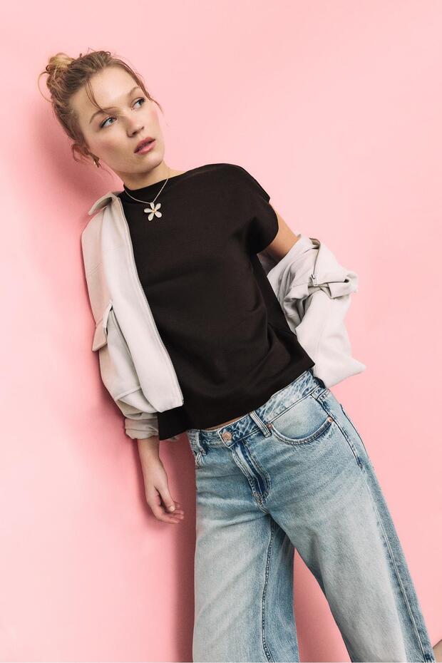 B06 Düşük omuz basic t-shirt - 3