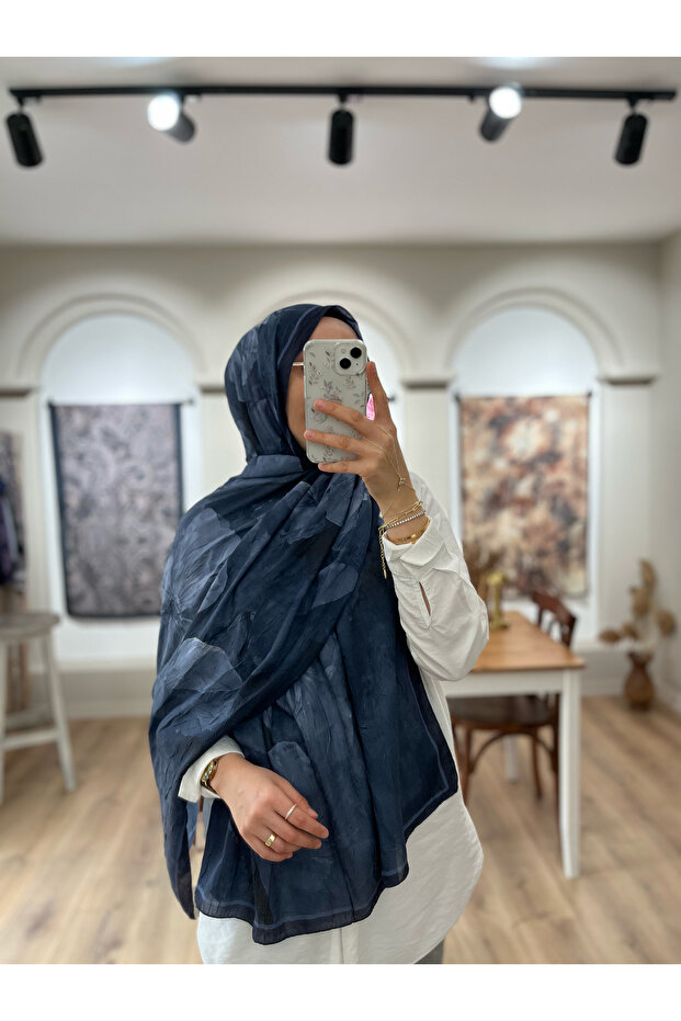 شال كراش بنمط بوهيمي - أزرق داكن - 7