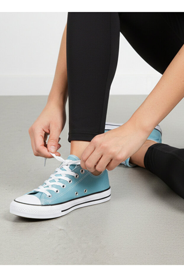 Unisex Short Linen Sneakers - Turquoise