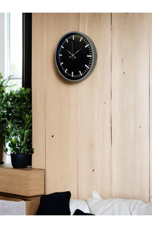 ساعة حائط مزخرفة باللون الرمادي مقاس 36 سم - 2