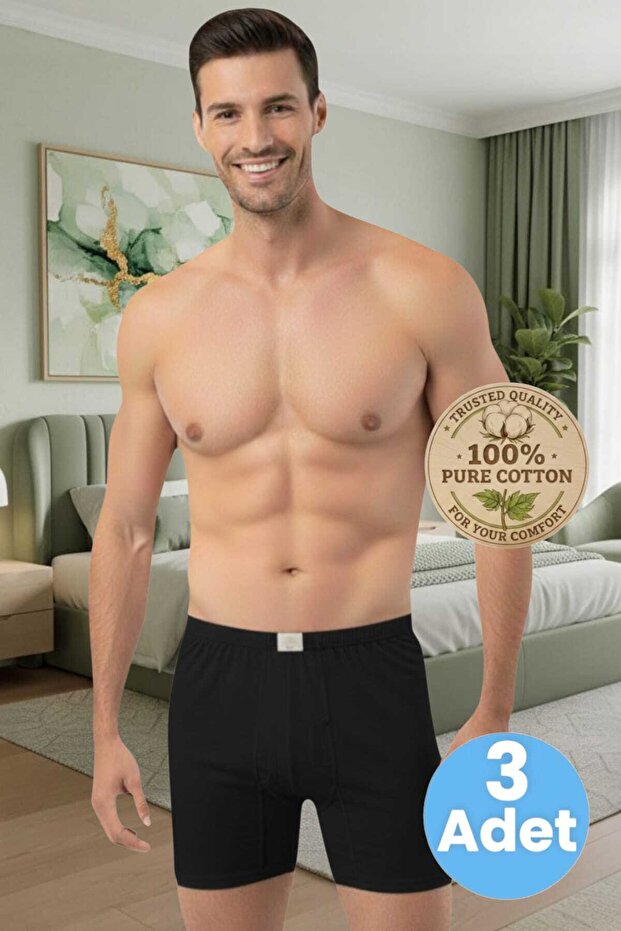 Men's 100% Cotton 3-Piece Single Jersey Fabric Combed Cotton Boxer Shorts