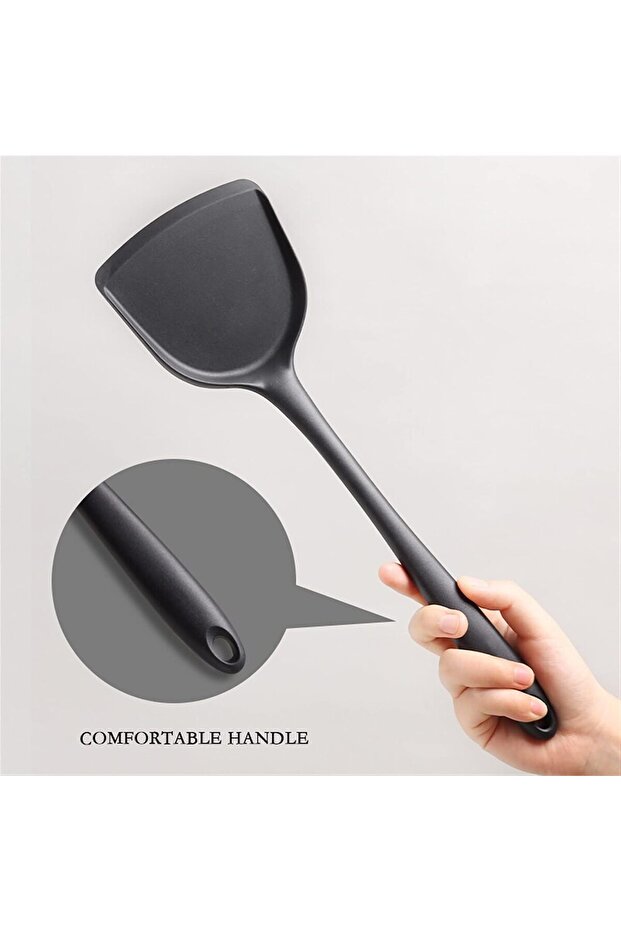 Silicone Spatula with Steel Core, Heat-Resistant Teflon, Cast Iron Spatula for Serving