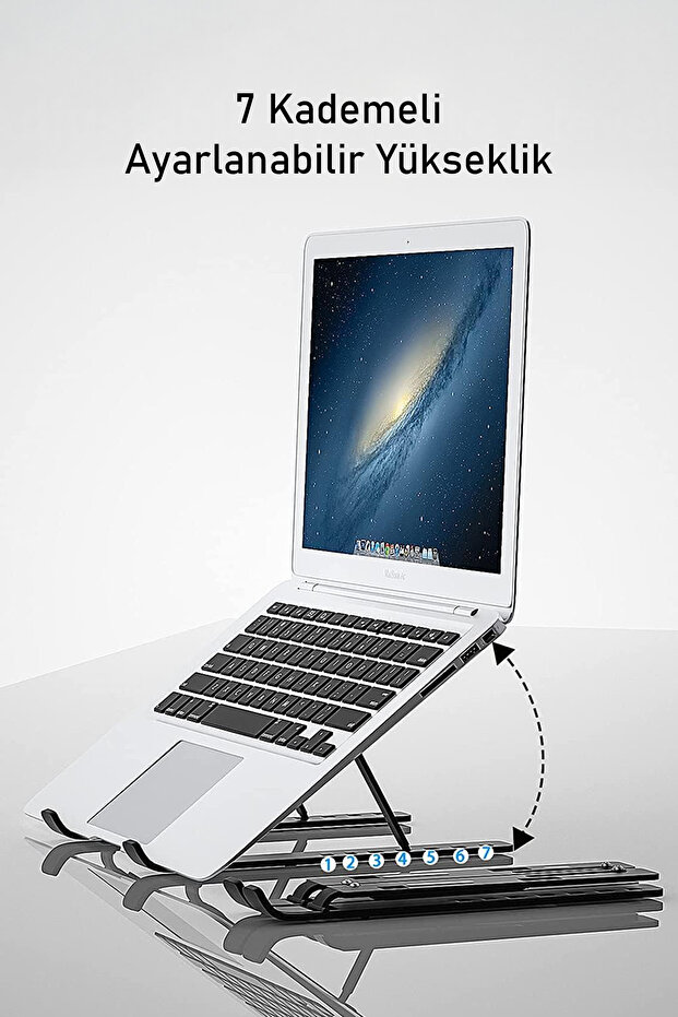 Plastic Adjustable Laptop Stand Compatible with MacBook Notebook Foldable Riser Tablet Holder - 4