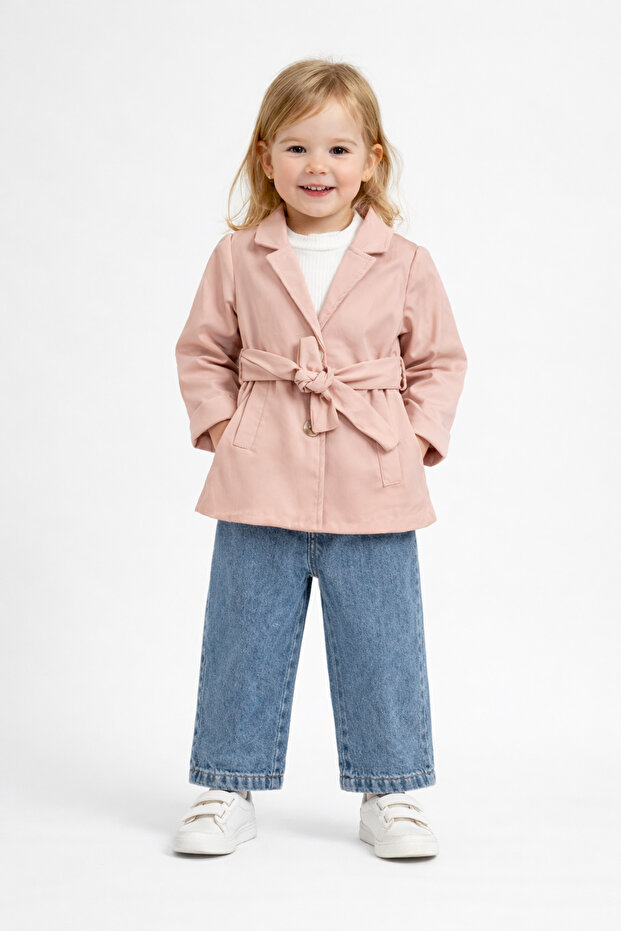Girl's 3-Piece Trench Coat and Jeans Set