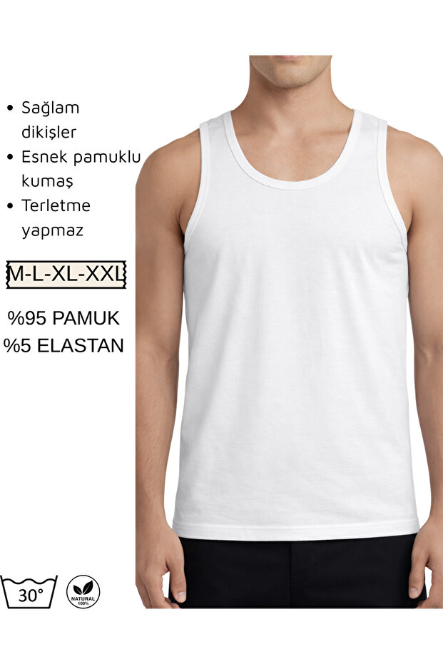 3-Piece Men's Sports Undershirt Cotton Lycra Crew Neck Wide Fit M-Xxl