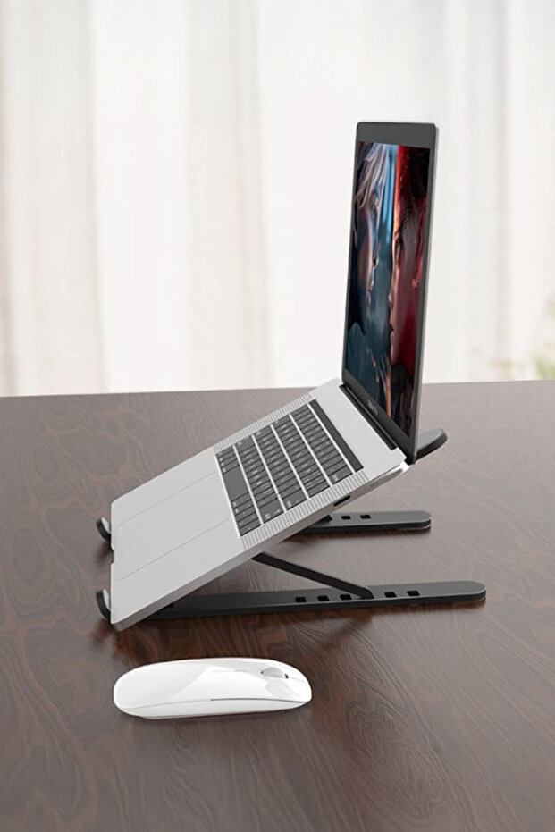 Plastic Adjustable Laptop Stand Compatible with MacBook Notebook Foldable Riser Tablet Holder - 7
