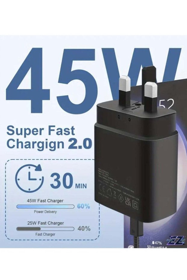 "45W Super Fast Charger: USB Type-C Travel Adapter for Samsung & Google Devices"